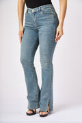 ZIDA Women's Vintage Light Wash Blue Flared Tummy Control Jean - Lower Silt, Elegant, Office Lady - Zidafashion.com