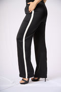 ZIDA Black Contrast Stripe Trousers – Sporty Chic, Sleek Fit, All-Day Comfort