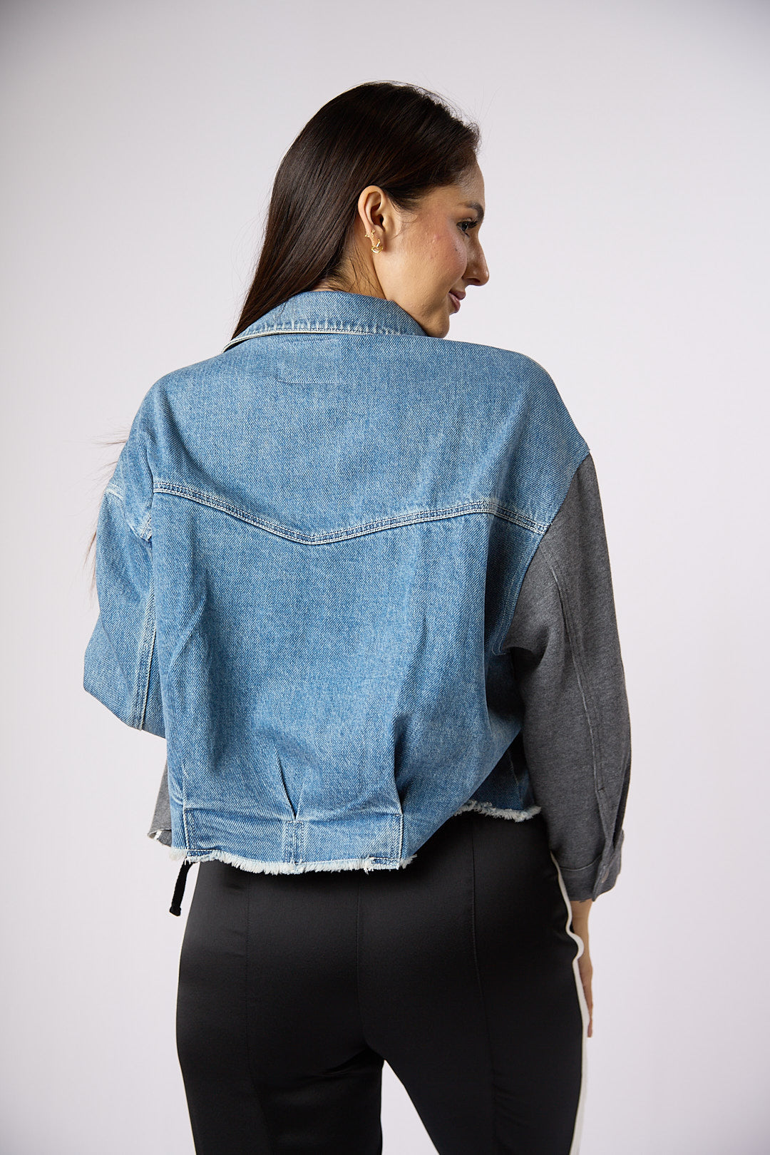 ZIDA Women's Half Denim Half Knitted Jacket - Chic Stylish Fashionable Casual Fit for Various Occasions - Zidafashion.com