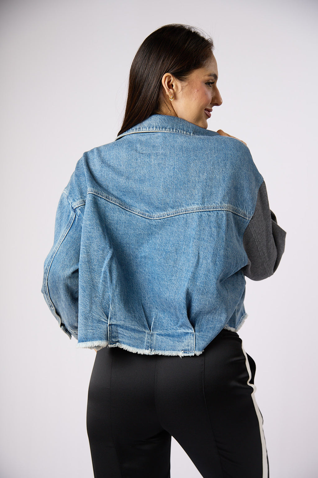 ZIDA Women's Half Denim Half Knitted Jacket - Chic Stylish Fashionable Casual Fit for Various Occasions - Zidafashion.com