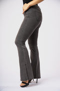 ZIDA Women's Charcoal Grey Flared Jean - Lower Slit, Elegant, Sexy