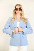 Professional 4 Button Double Breasted Business Blazer - Stitched Collar, Elegant Womenswear - Zidafashion.com