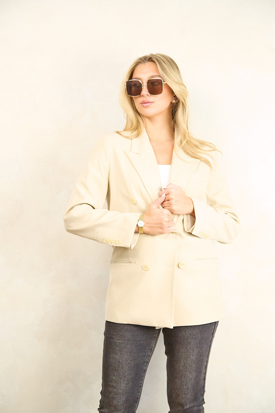 ZIDA Women's Double Breasted Business Blazer - Classic Design, Office Lady, Professional Wear