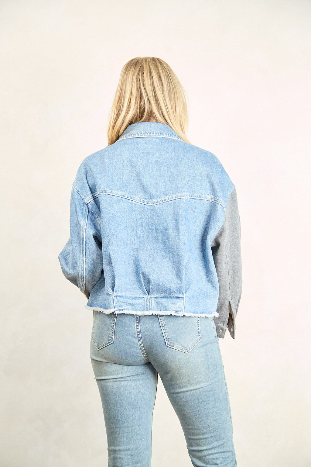 ZIDA Women's Half Denim Half Knitted Jacket - Chic Stylish Fashionable Casual Fit for Various Occasions - Zidafashion.com