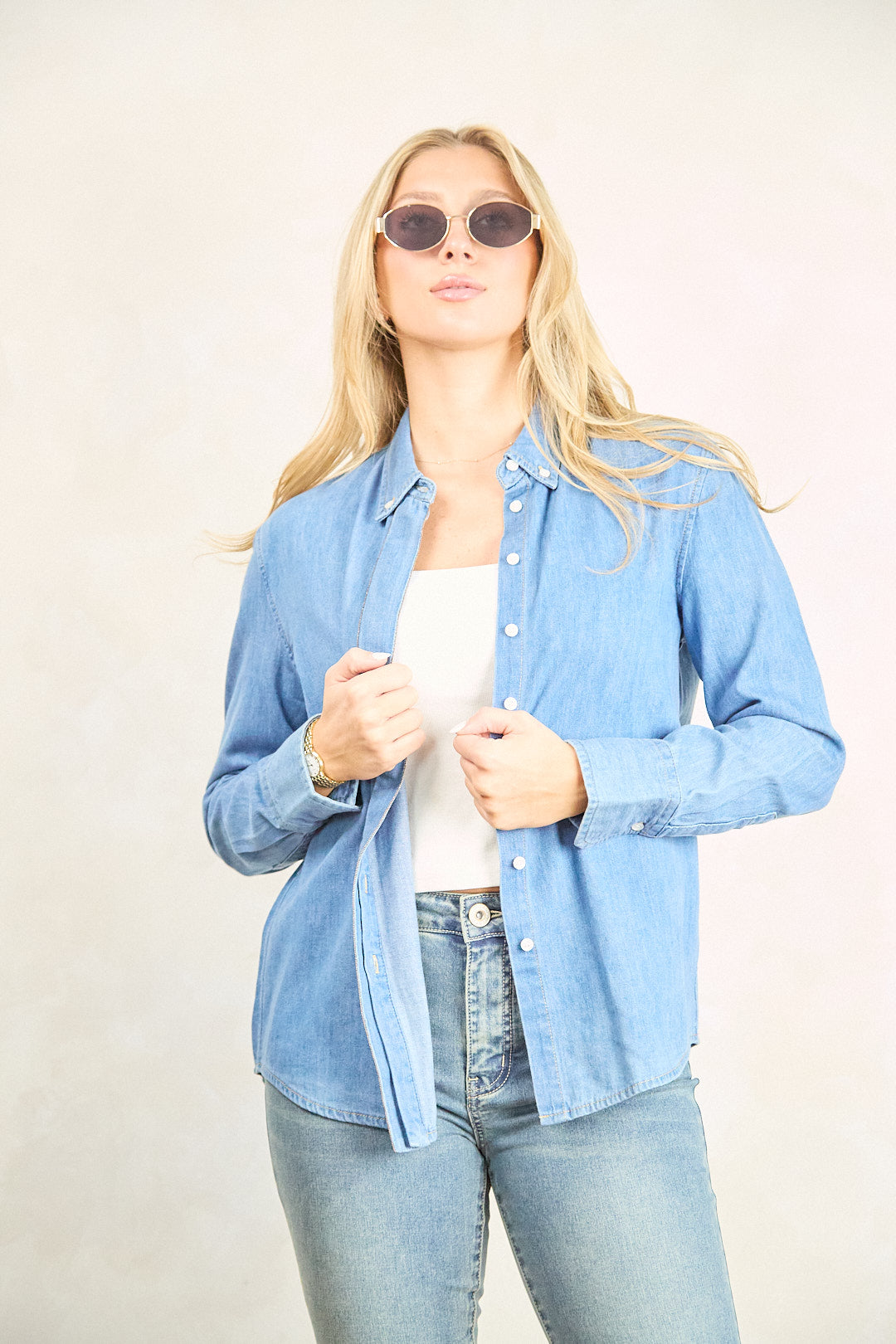ZIDA Women's Classic Elegance Denim Shirt