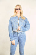 ZIDA Women's Two-Tone Vintage Wash Cropped Denim Jacket - Zidafashion.com