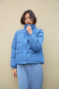 Short Blue Puffer Down Jacket